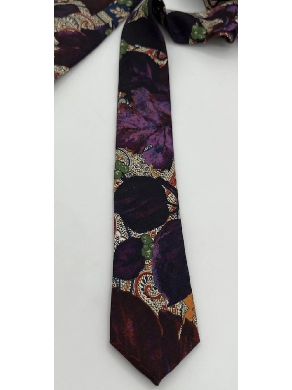 HUGO BOSS Men's Silk Cotton Necktie LUXURY Paisley Purple Floral W:3.6" Italy - Picture 8 of 8